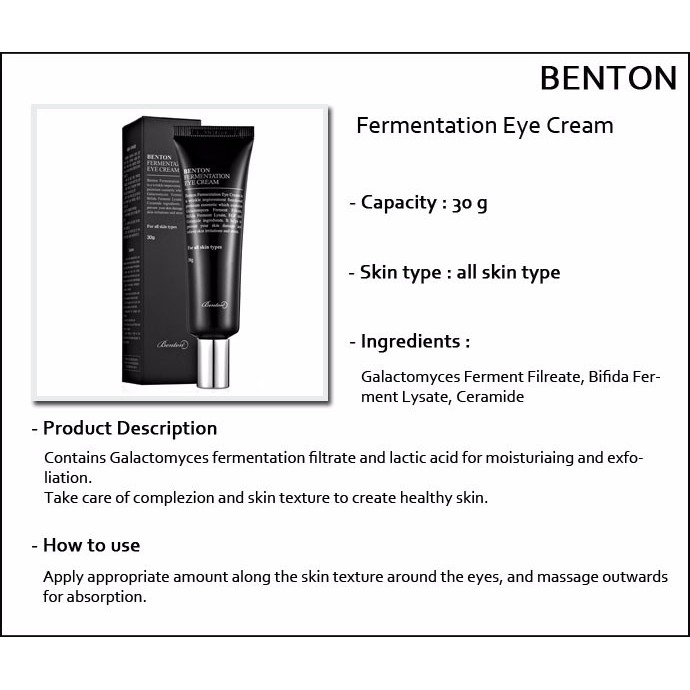 Benton Fermentation Eye Cream information